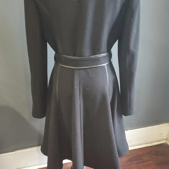 Dawn Levy NY Fergie  Black Fit & flare  Belted Wool  Coat  Sz L - Picture 9 of 17
